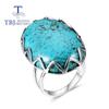 Новое овальное кольцо с натуральным синим бирюзовым камнем 20*30 мм, кольцо из стерлингового серебра 925 пробы с большим драгоценным камнем, женские ювелирные украшения, подарок на годовщину