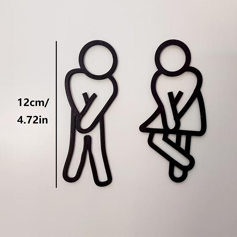 Hot  3D Printed Bathroom Door Sign Male & Female Restrooms Symbol Door Decor Restaurant Hotel Cafe Toilet Signage Wall Sticker