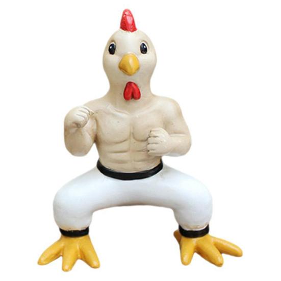 2 шт. фигурка цыпленка кунг-фу, смоляная фигурка бойца цыпленка, мультяшная скульптура животного для домашнего офиса, внутреннего и наружного украшения сада, орнамент