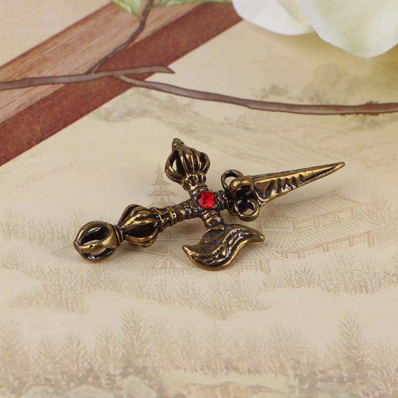 1Pc Cross Vajra Brass Car Key Chain Pendant Buddhism Dharma Lanyard Bodhi Beads Motorcycle Keychain Rope Pendant
