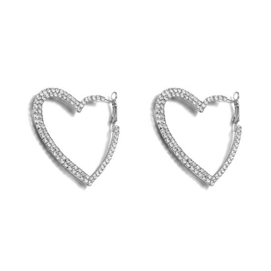1 пара женских серег в форме серег со стразами, индивидуальное висячее сердце, преувеличенное вечерние, клубные свидания