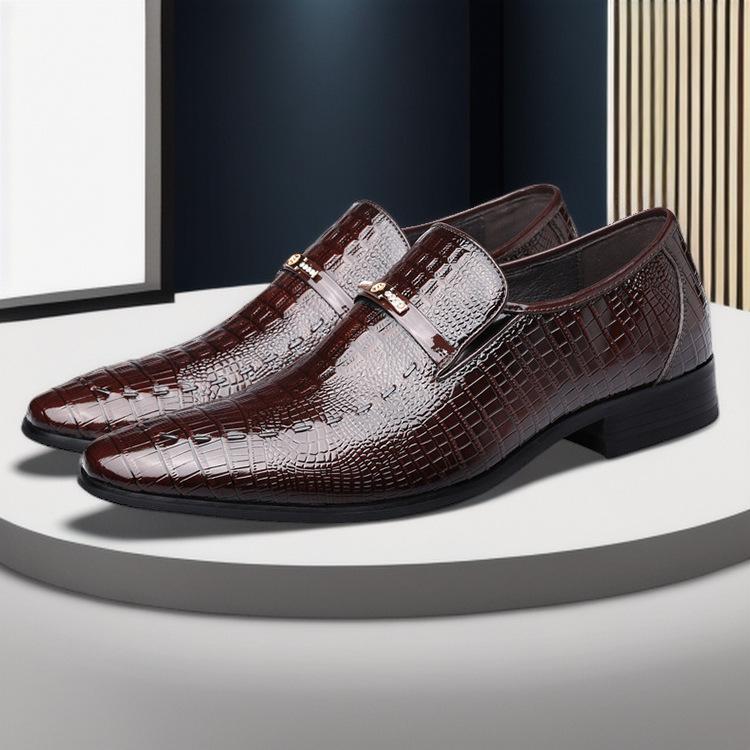Мужские формальные туфли слипоны из кожи с тиснением под крокодила больших размеров на осень/зиму 2024