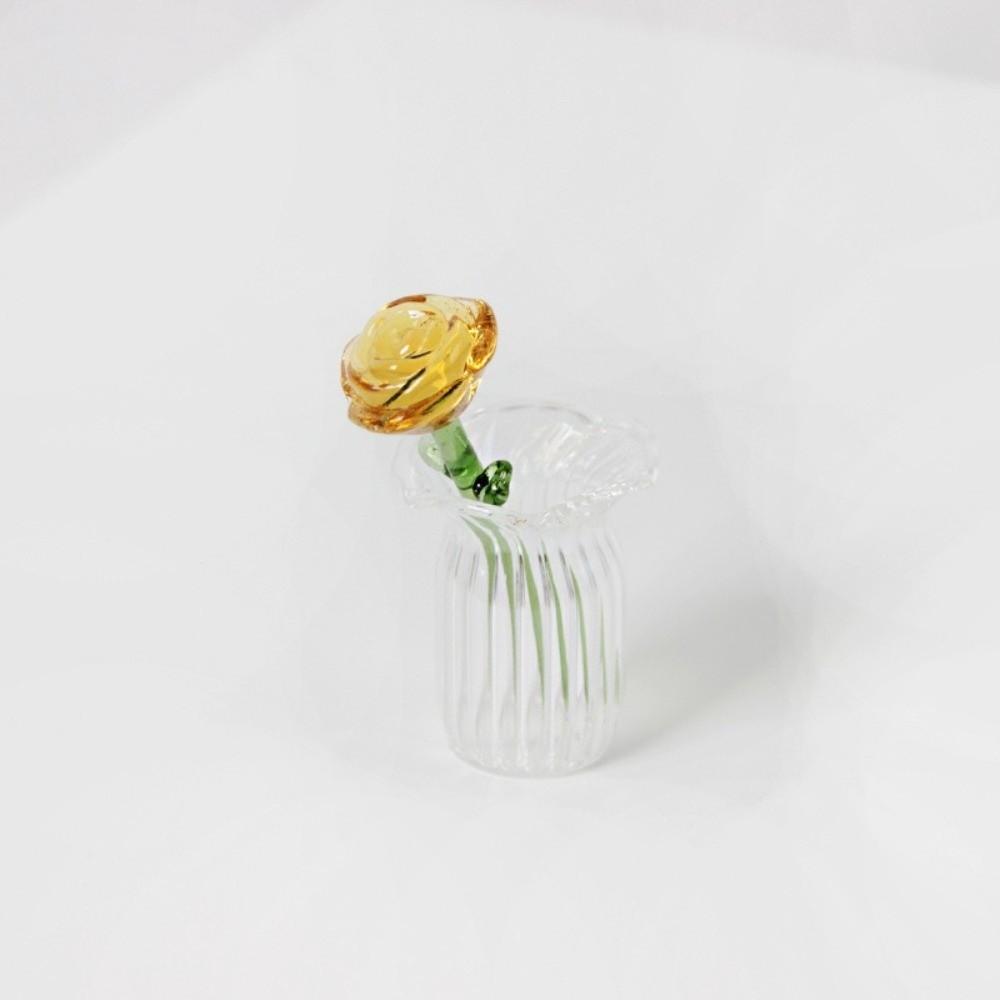 Colored Glaze Glass Flower Bouquet Simulation Floral Hand-blown Glass Flower  Home Room Decoration