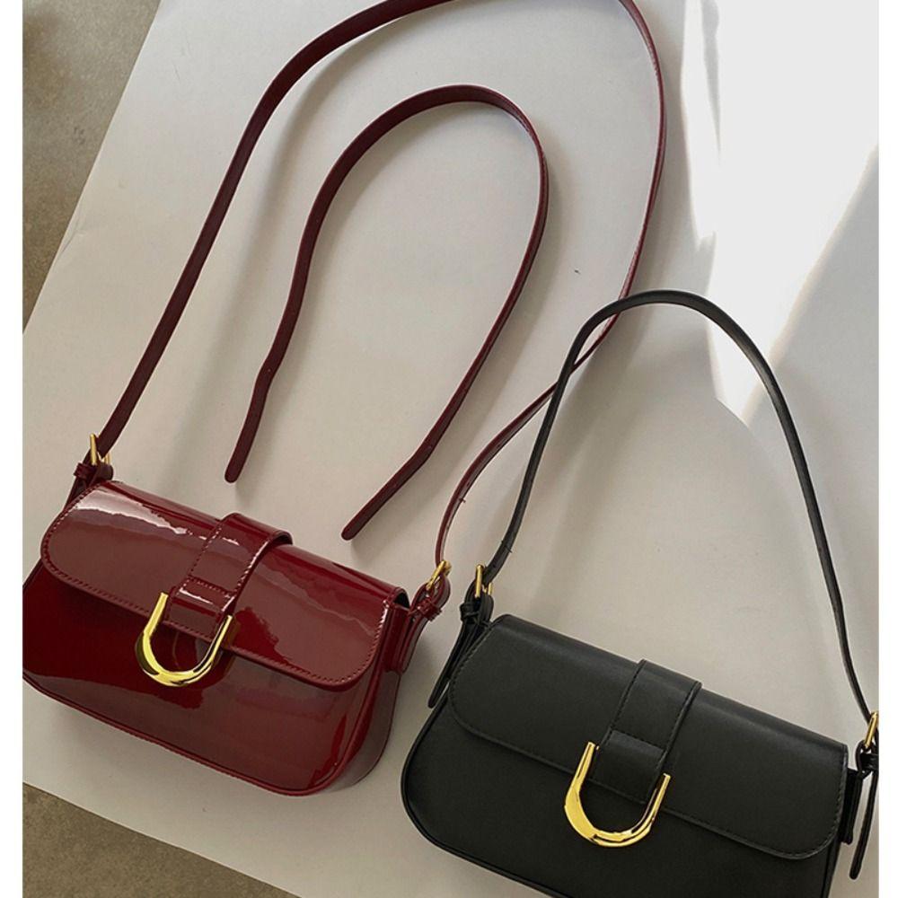 Small Shoulder Bag Horseshoe Buckle Casual Crossbody Bag PU Leather Women Clutch Purse