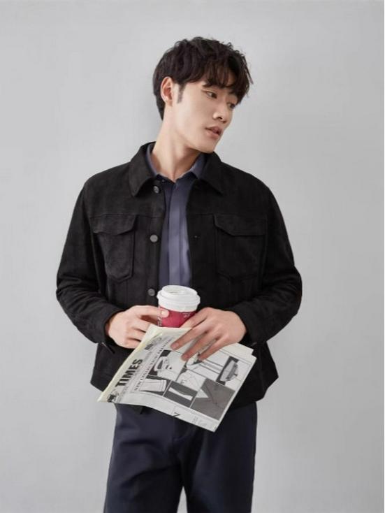 Men's British Style Suede Velvet Jacket, Autumn/Winter, Light Luxury Casual Business, High-End Feel, Windproof Lapel Coach Top