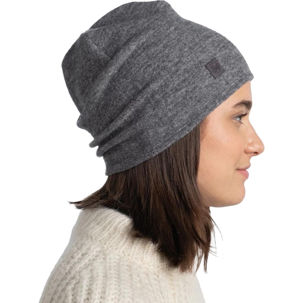 Buff Merino Fleece Hat Beanie, Unisex grey Cap