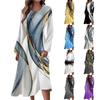 Women's Autumn And Winter Casual Fashion Round Neck Long Sleeve Print Long Dress