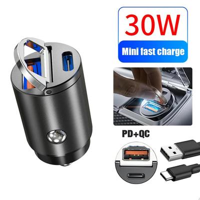Мини 30 Вт автомобильное зарядное устройство USB быстрое зарядное устройство QC 3.0 быстрая зарядка тип C PD зарядный адаптер гнездо прикуривателя зарядное устройство для мобильного телефона для iphone