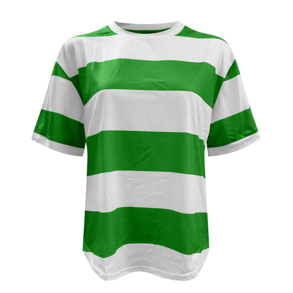 Blue White Stripe Patchwork Women's Tees Top Summer Short Sleeve Round Neck Slim Pullover Tops Fashion Vintage Female Clothing