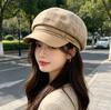 Big head circumference beret women's new spring and autumn octagonal cloud hat showing face little British temperament newsboy hat