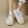 2024 Autumn New Canvas Shoes Board Shoes Small Fragrant Wind Little White Shoes Women's Senior Sense Versatile Thick Sole Big Head Bread Shoes