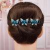 2 шт. женские шпильки для волос сверкающие искусственные хрустальные бабочки декор плетеные заколки для волос двухслойные шпильки для волос с челкой