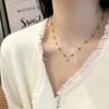Alloy Plated 18K Gold Handmade Chain Green Bead Shell Necklace Clavicle Chain For Women Vintage Party Jewelry
