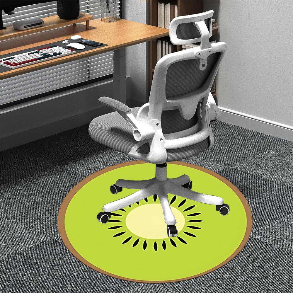 1PC Kiwi Slice Office Round Area Rug, Mat Suitable For Office, Under Office Chairs Bedroom Living Room Home Decor, Room Deco