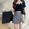 2024 Women's High Waist A-line Skirt with Irregular Slit & Built-in Shorts