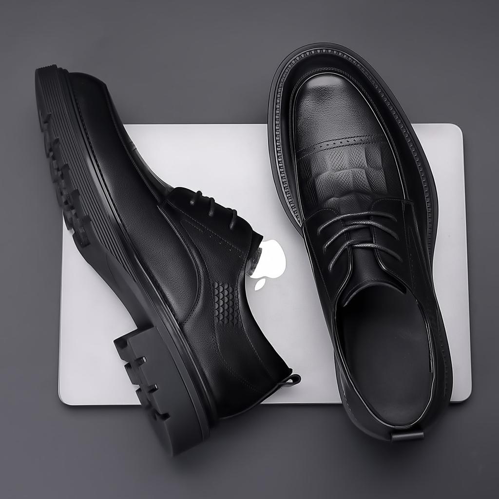 Fashion Autumn Business Genuine Leather Shoes for Men Commuter Platform Lace-up Dress Shoes Male Fashion Casual Black Designer Shoe Man
