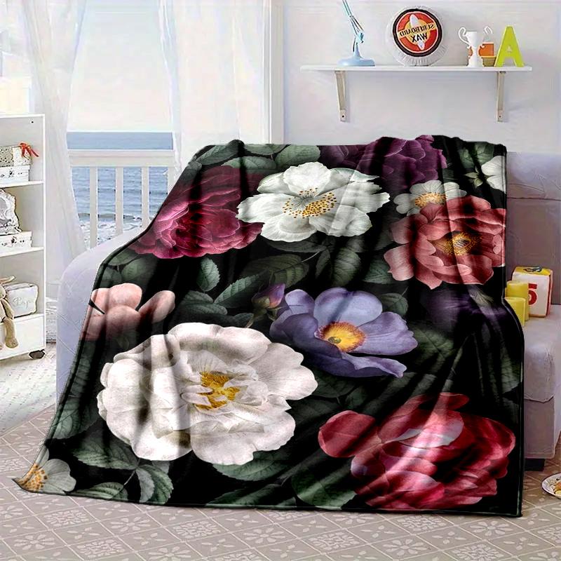 Stained Glass Peonies Blanket Flannel Blanket Throw Blanket Sofa Cover Blanket Soft Premium Blanket Picnic Blanket Tv Blanket Gifts