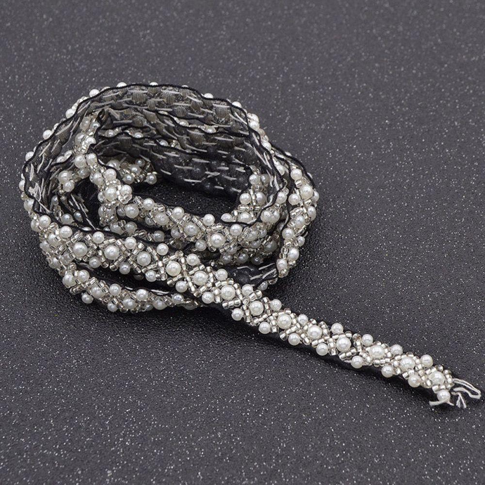 Вышитая ткань, аксессуары для шитья, жемчужная свадебная аппликация, бисерное платье, декор, кружевная бейка, лента