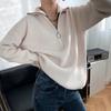 Hirsionsan Zipper Turn-down Collar Autumn Sweaters Women Cashmere Soft Loose Solid Female Knited Pullovers 2021new Thick Jumper
