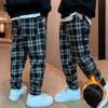 Children's Warm Plaid Pants Winter Thickened Loose Casual Pants Large Size Sweatpants