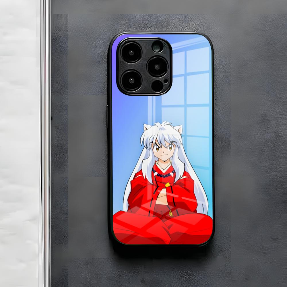 Anime I-Inuyasha Phone Case For IPhone 17 Air 16 E Pro Max 15 14 13 Mini 12 Pro 11 Max Plus Black Glass Cover