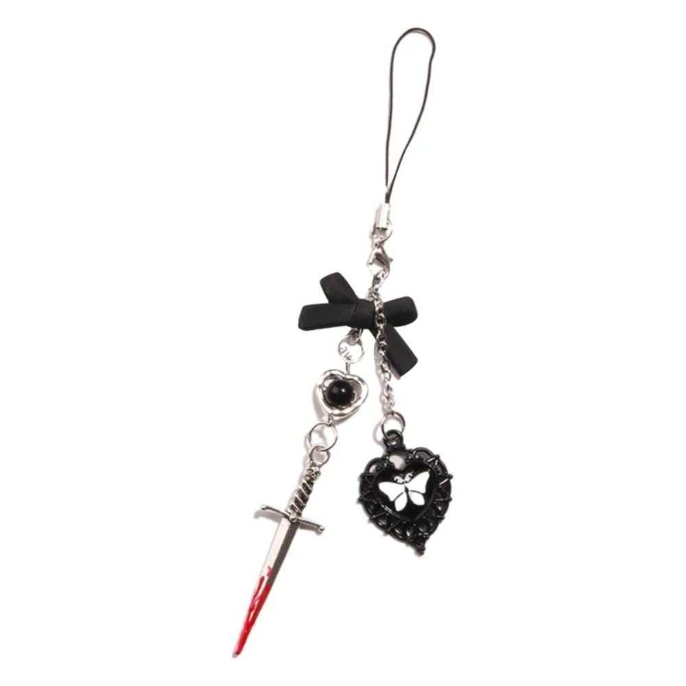 Black Butterfly Y2K Phone Strap Gothic Style Mobile Keychain Lanyard  Women Girls