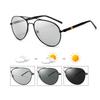 Photochromic Pilot Sunglasses UV Blocking Glasses for Day Night Driving Black Frame