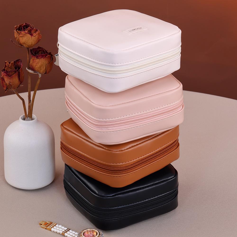Portable Travel Luxury Mini Jewelry Organizer Bag Multiple Lattice Scratch-Proof Bracelets & Rings Compact Storage Pouch