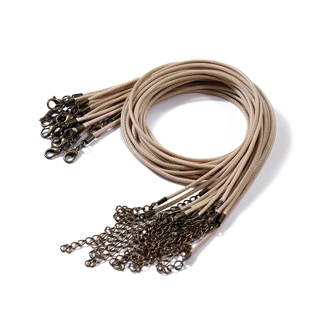 10Pcs 1.5/2mm Leather Adjustable Braided Rope Bronze Lobster Clasp Tail Chain Connector for DIY Necklace Pendant Jewelry Making