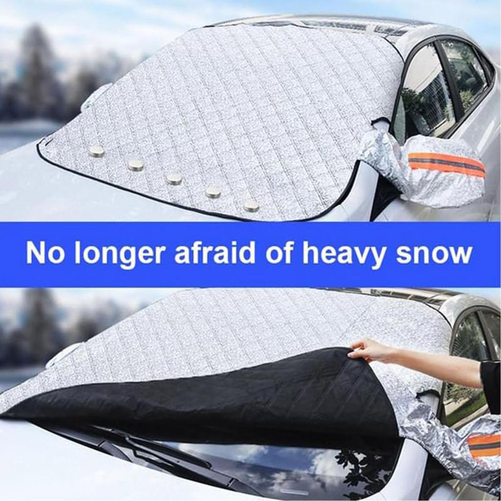 Car Windshield Cover, Snow Cover With Side Mirrors Cover, Windshield Shade With Magnetic Edges For Car SUV CRV Trucks