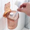 Туалетная кружка для зубной щетки в виде медведя, стойка для хранения зубной пасты, настенная сливная чашка для хранения в виде медведя без сверления для ванной