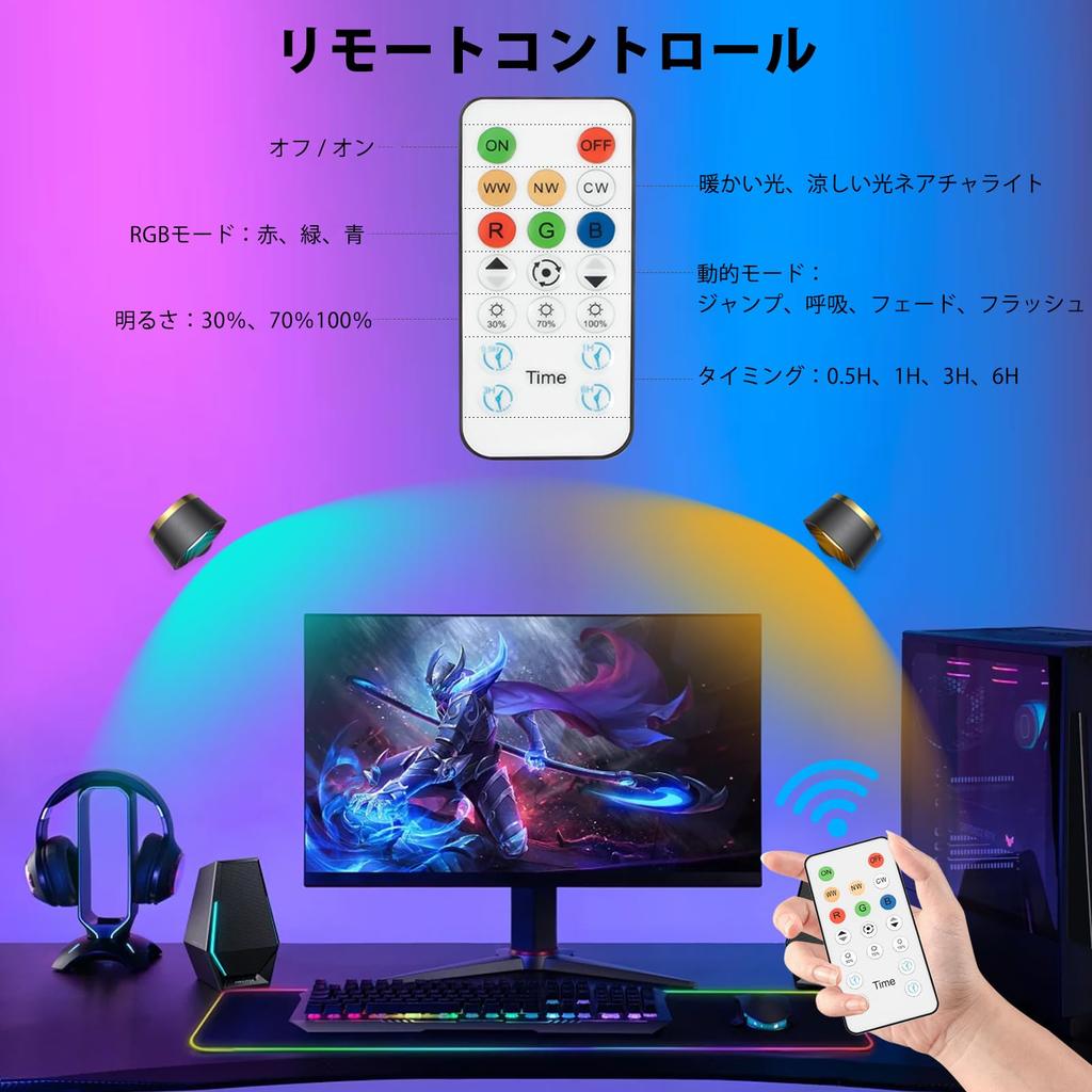 Светодиодный прожекторный кронштейн, настенный светильник с пультом дистанционного управления, 3 цветовых температуры и 13 RGB, а также регулируемая яркость, магнитный светодиод со свободным вращением