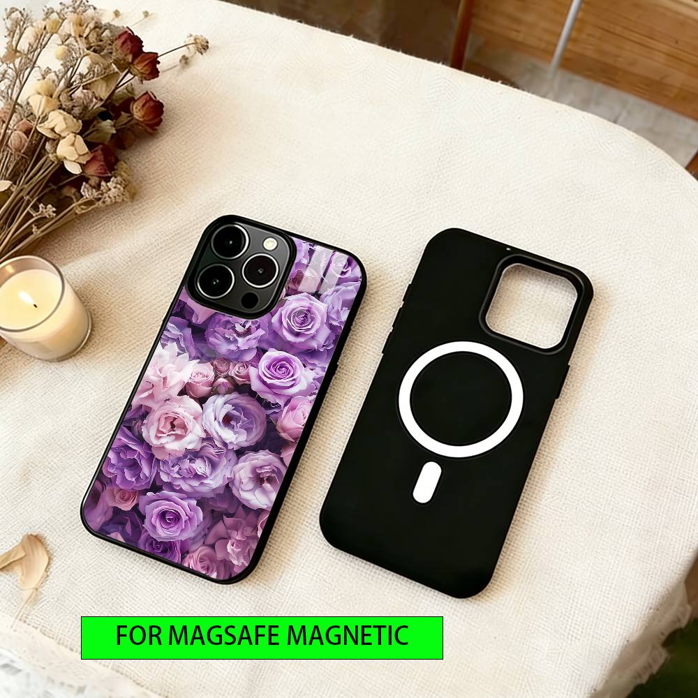 Цветочный чехол для телефона для iPhone 17, 16, 15, 14, 13, 12, 11 Plus, Pro, магнитный, для беспроводной зарядки Magsafe