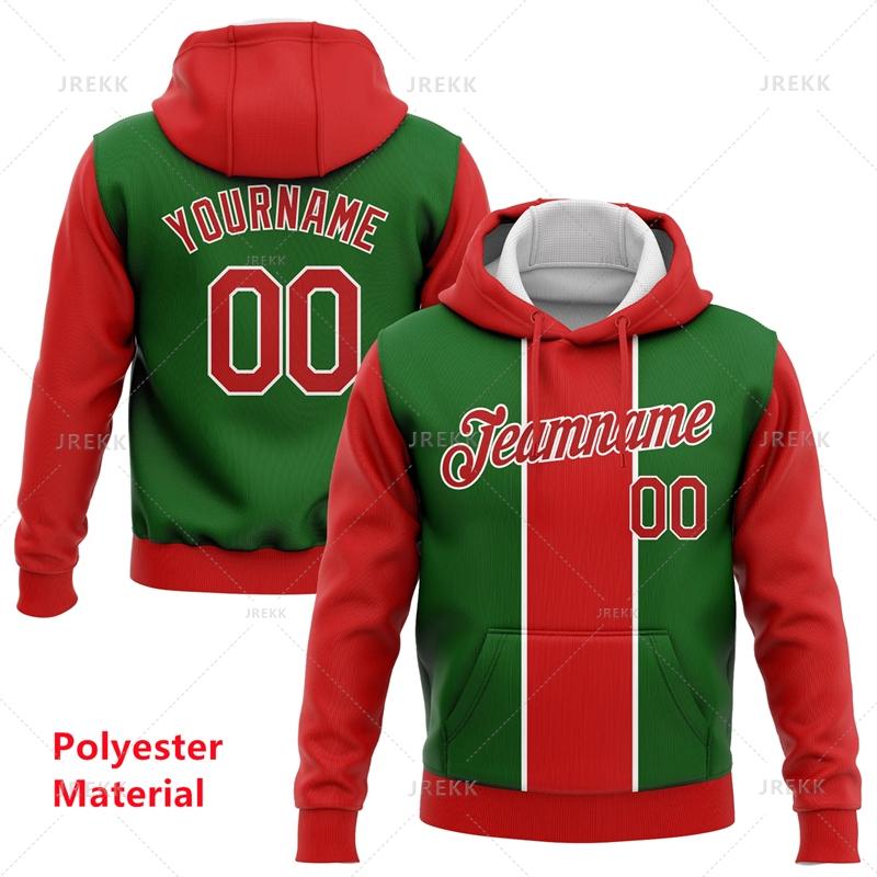 Red Green Custom Name Christmas Hoodie Men 2026 3D Printed Santa Claus Pullover Hoodies Tops Women Personalized Sweatshirt
