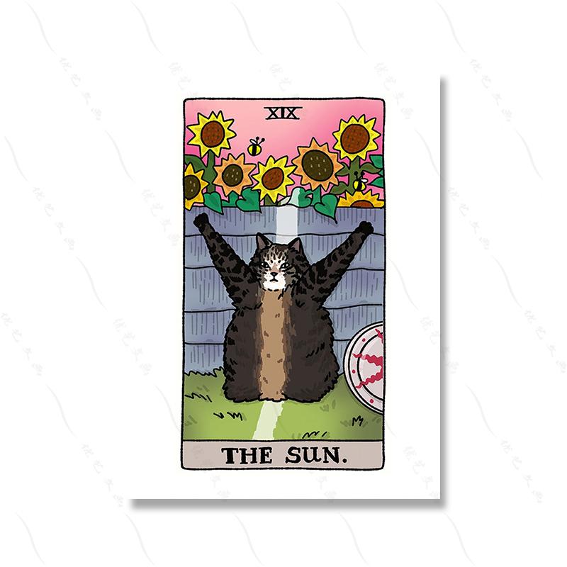Death Cursed Cat Meme Tarot Posters and Prints Strength Funny Witchy Cat Wall Pictures Judgement Sad Cat Cuadros Decorativos