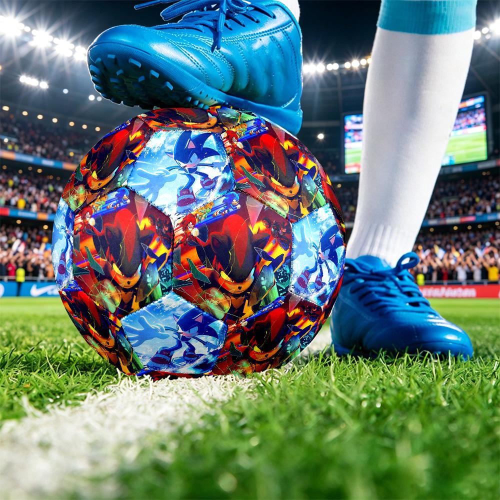 Sonic the Hedgehog Printed Size 5 Standard Football, Waterproof PU Training Soccer Ball for Outdoor Sports
