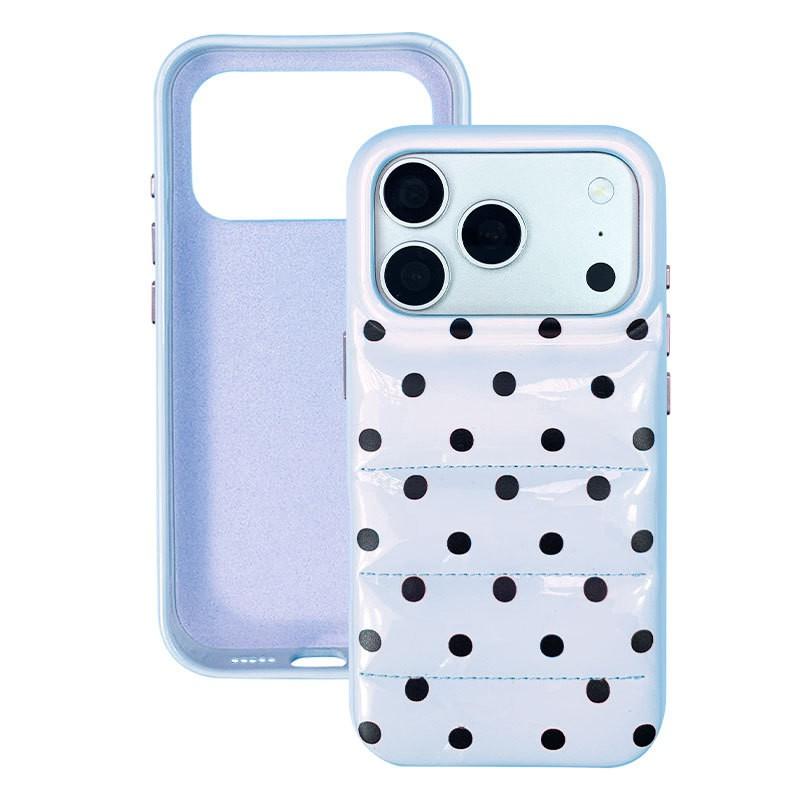 PU Leather Polka Dot Phone Case IPhone 15 16 17 Series Full Coverage Shockproof Grip Comfortable Ins Style