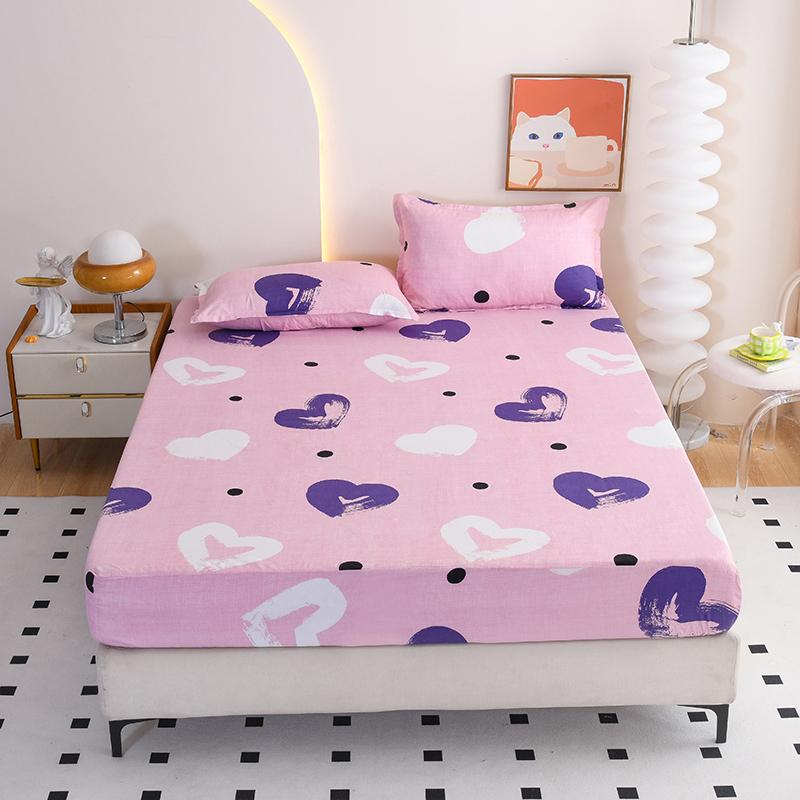 Red Flower Printed Bed Sheet Sets Queen/King Size Sabanas Cama Matrimonial Reactive Printed Fitted Bedsheets for Double Bed