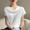French Silk Cowl Neck Women's Satin T-Shirt Blouse