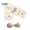 Blank Tags for Writing 100Pcs Paper Thank You with String, Rectangular Gift Tags, Pre-Punched Decorative Labels Wedding Favors Hole Hanging Party and
