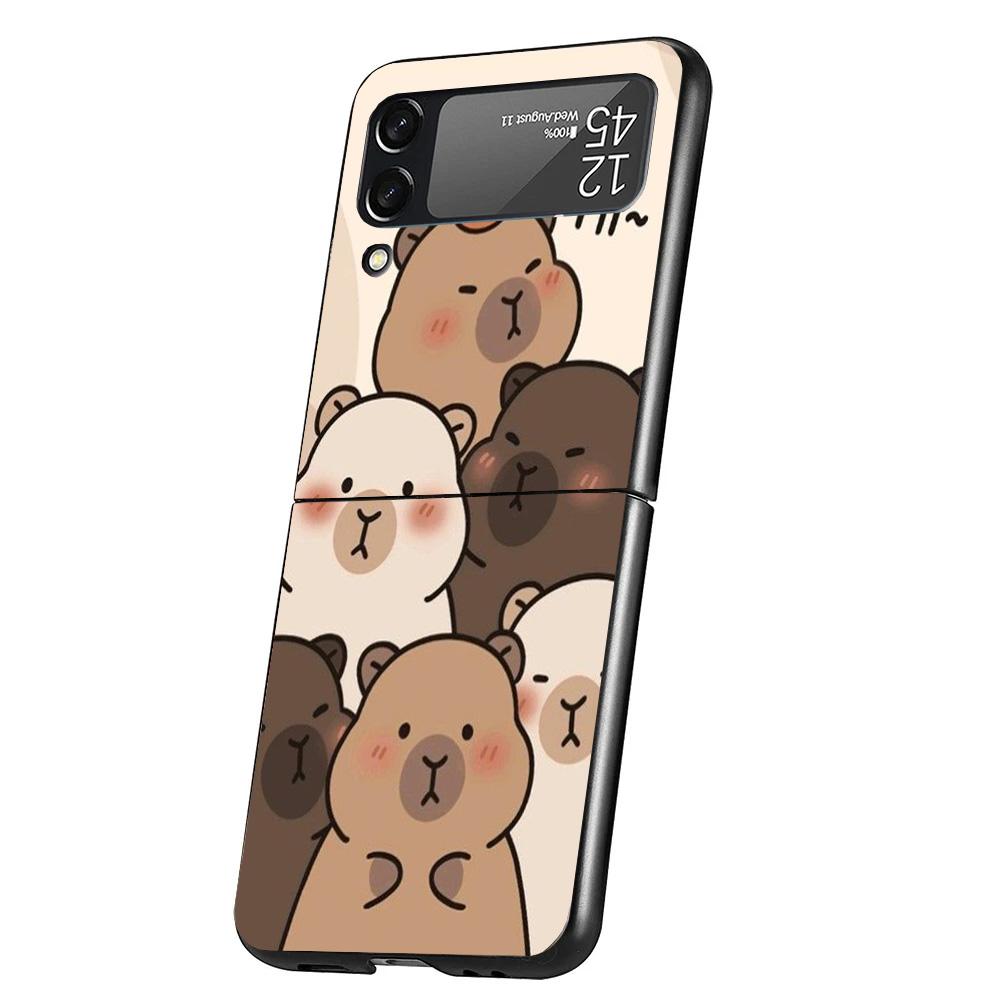 Funny Capybara Cartoon Animal Phone Case For Samsung Galaxy Z Flip 7 6 5 4 3 5G Cover ZFlip7 ZFlip6 ZFlip4 ZFlip5 ZFlip3 Coque F