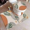 Abstract Mid Century Bath Mat Set Black Line Green Leaf Modern Geometric Boho Home Carpet Bathroom Decor Floor Rugs Toilet Cover