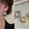 Корейская мода Геометрические круглые клипсы для пирсинга ушей для женщин Простой персонализированный дизайн клипс-серег Простой циркон для девушки