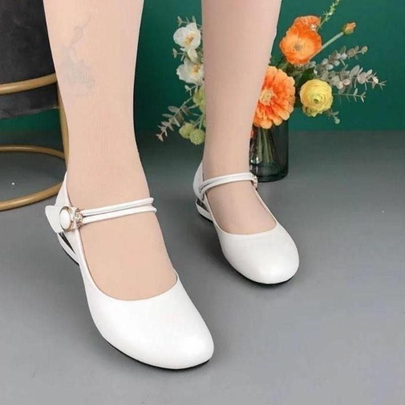 Женские сандалии с круглым носком, женские туфли на плоской подошве и среднем каблуке, женские туфли для мам на толстом каблуке, дышащие туфли для мам с мягкой подошвой, Zapatillas Mujer