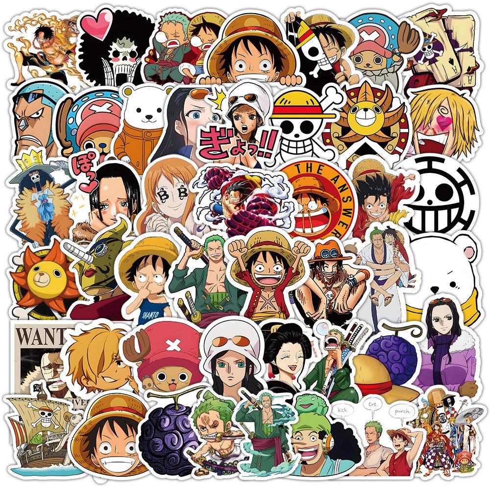 10/50 шт. Наклейки Аниме One Piece Мультяшные Луффи Зоро Чоппер Декали Водонепроницаемые DIY Блокнот Мотоцикл Скейтборд Телефон Шлем