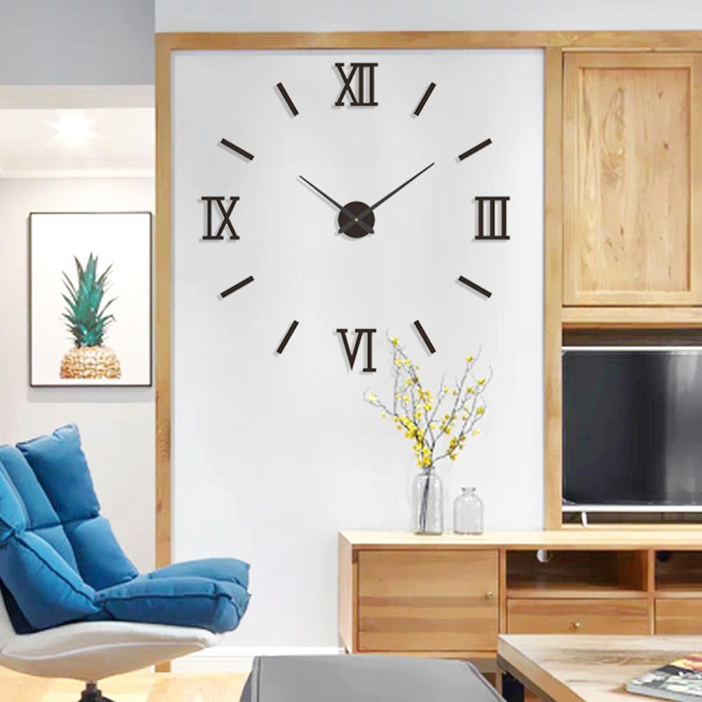 Cross Border Minimalist Living Room Art Clock DIY Mute Wall Clock 3D Stereo Punch Free Decorative Wall Sticker Clock