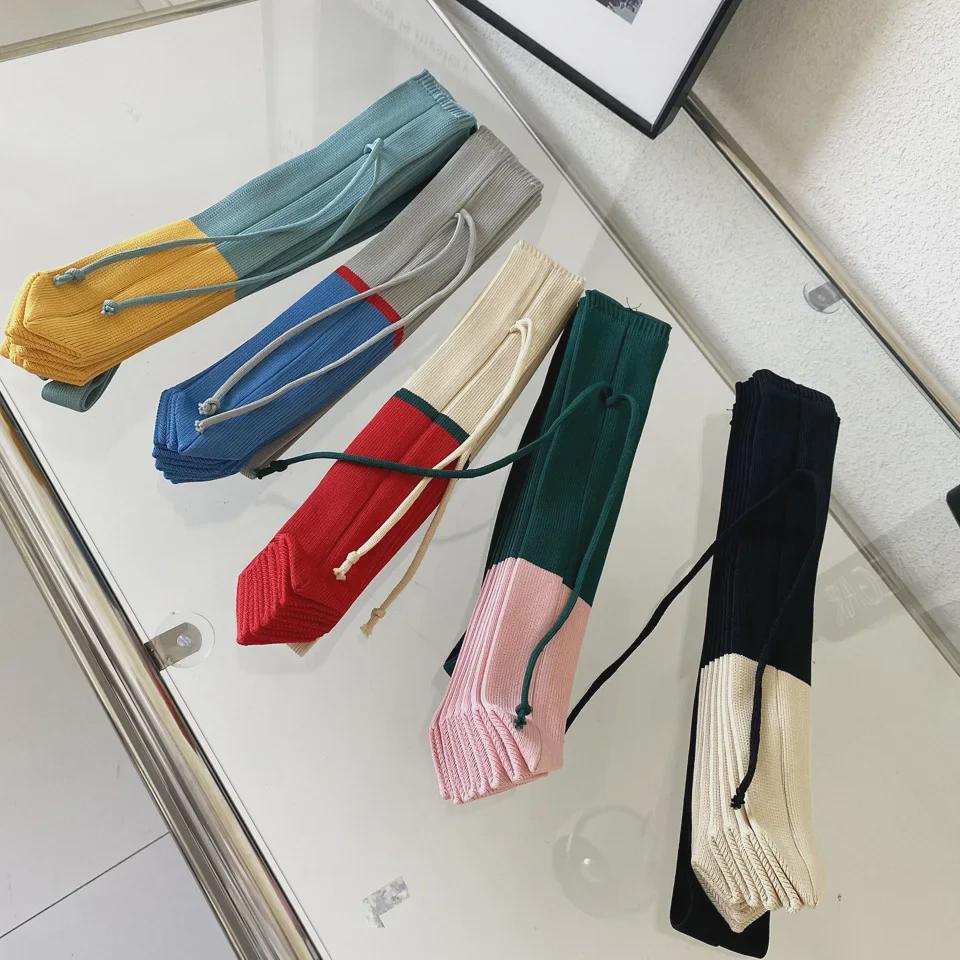 Женская складная вязаная сумка-через плечо контрастного цвета