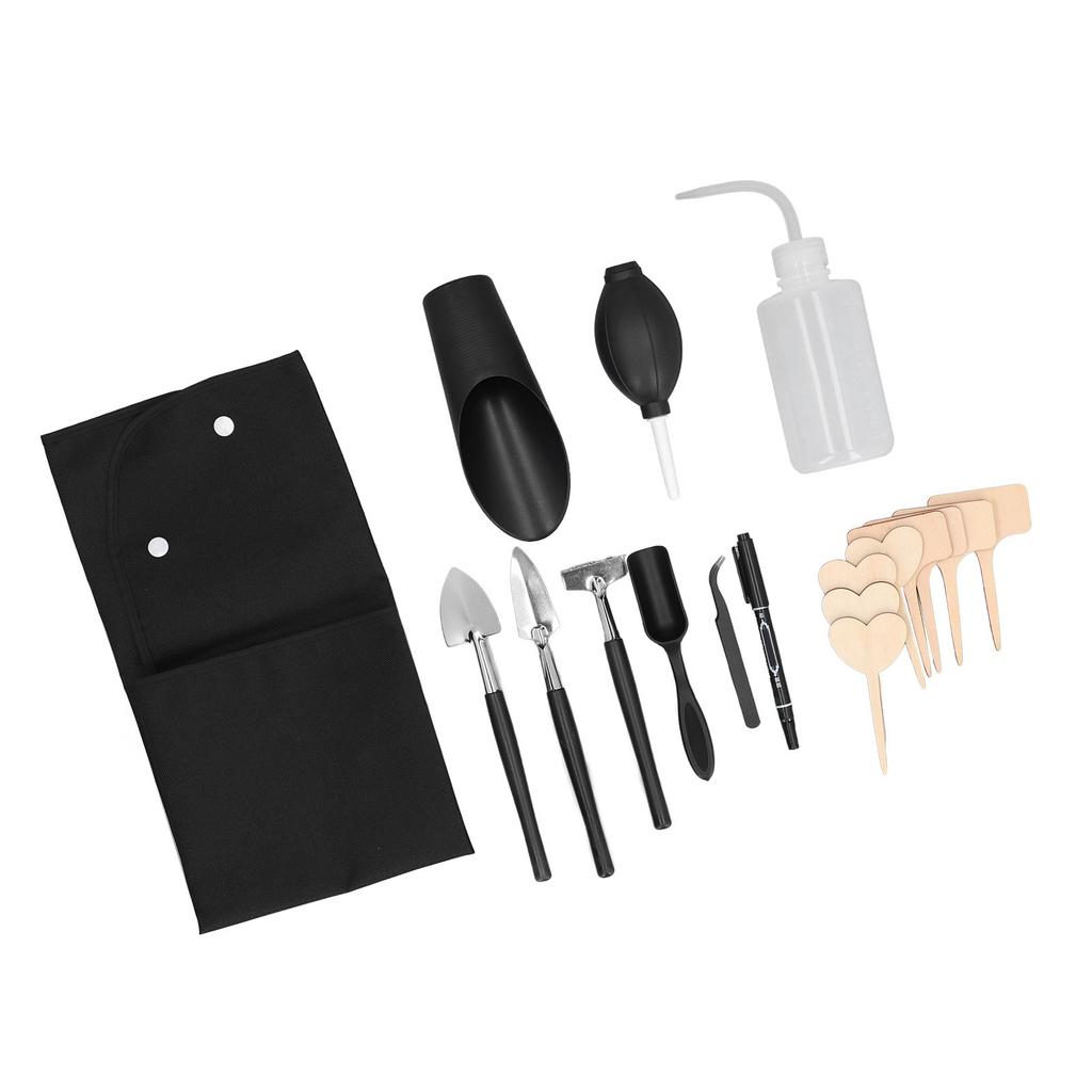 Набор инструментов для суккулентов из 18 предметов с чайной ложкой, изогнутым пинцетом, воздуходувкой, граблями, круглой и заостренной лопатками