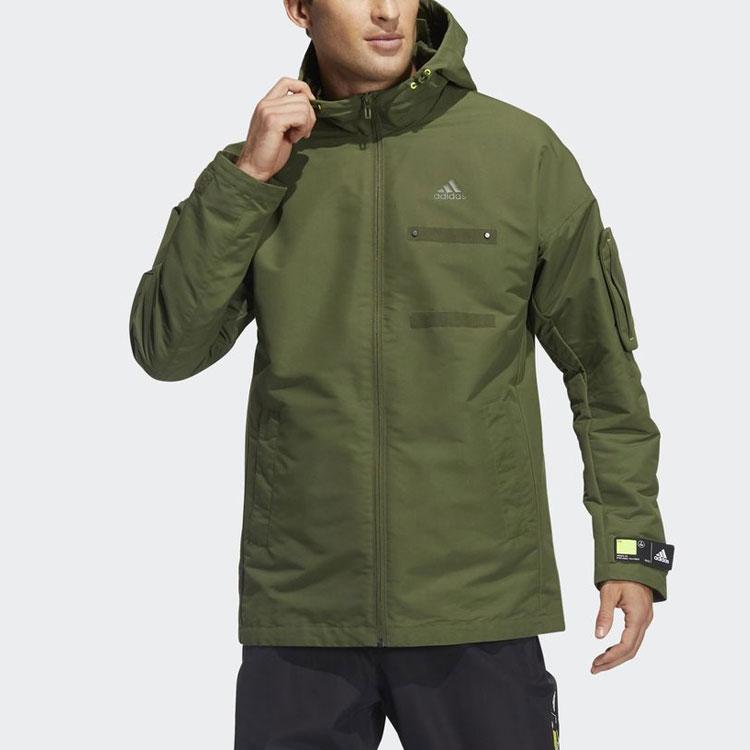 Adidas Тканая куртка с капюшоном Мужская верхняя одежда зеленая GP0990