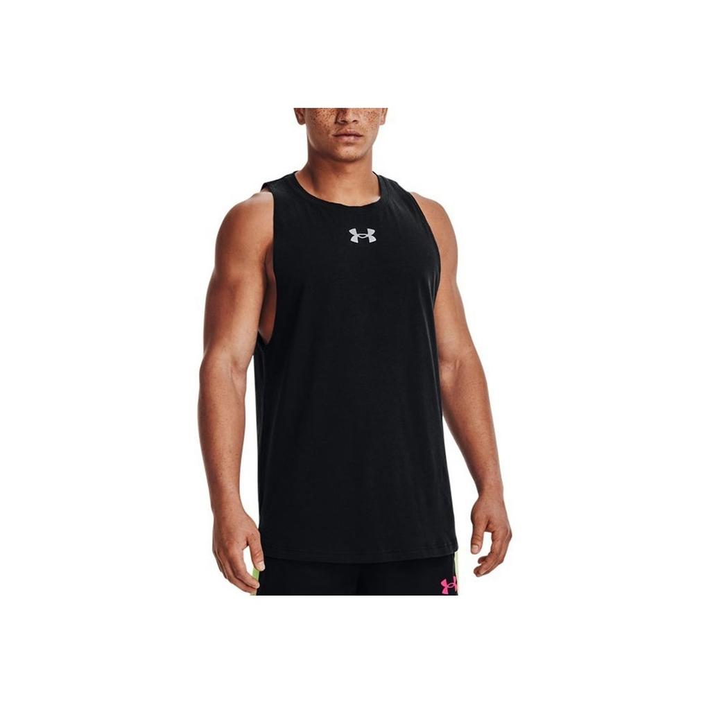 Under Armour Letter Print Casual Breathable Basketball Sports Lightweight Loose Knit Sleeveless Vest Men Tops Black 1361901-003